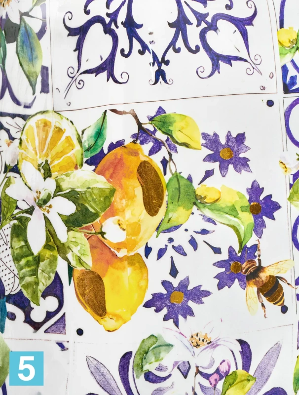 Кашпо TREEZ Effectory Savage Garden Design-ваза Capri, бело-сине-жёлтое 26-d, 43-h
