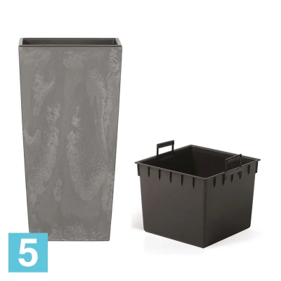 Кашпо Prosperplast URBI SQUARE BETON Effect, темно-серое 27-l, 27-w, 50-h