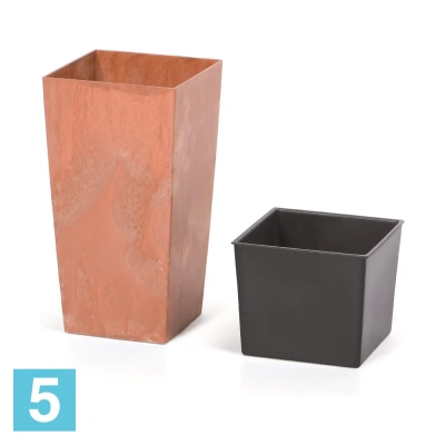 Кашпо Prosperplast URBI SQUARE BETON Effect, терракотовое 33-l, 33-w, 61-h