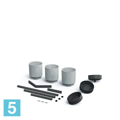 Кашпо на металлической подставке Prosperplast Bloomie Stand, бетон 54-l, 49-w, 80,5-h