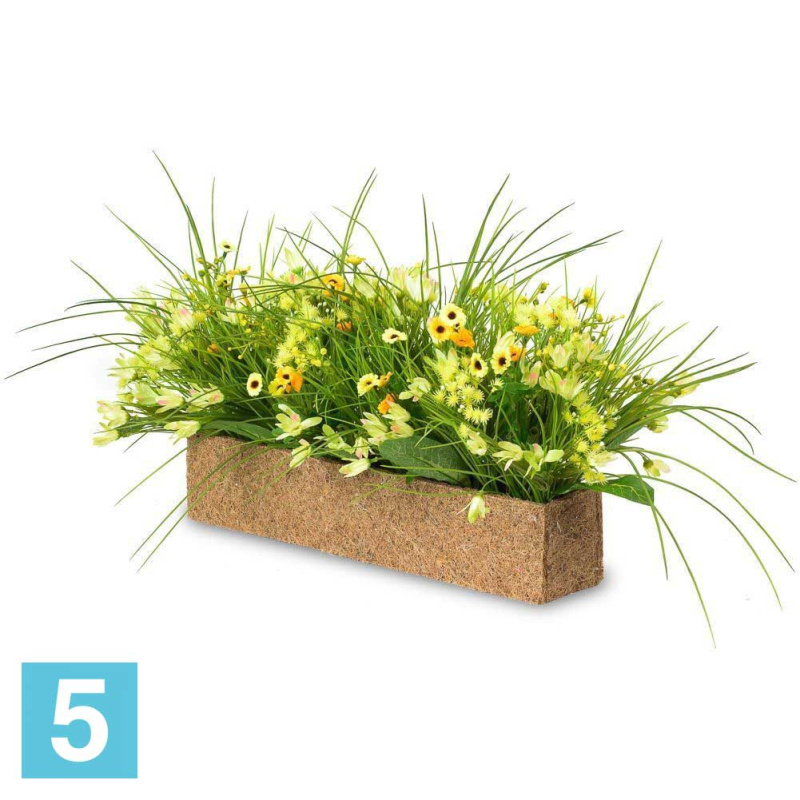 Цветы микс в кокосовом боксе искусственные Alseed, 50*10*10