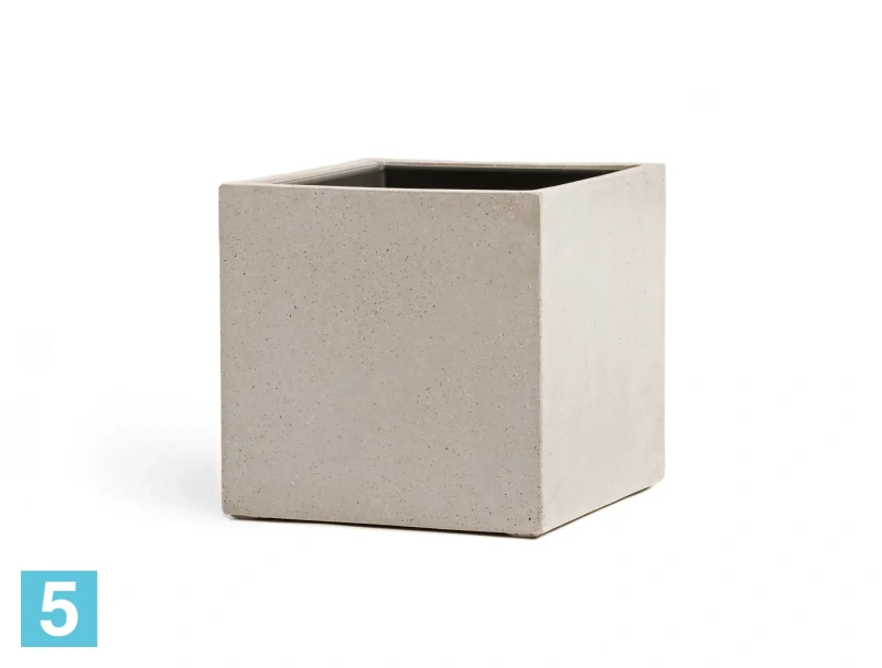 Кашпо TREEZ Effectory Beton Куб, белый песок 60-l, 60-w, 60-h