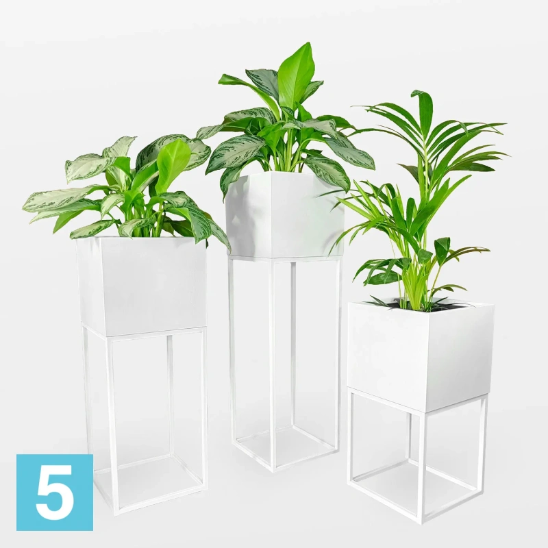 Кашпо на подставке КУБО ДЕ МАДЕРА 30-l, 30-w, 85-h, белое