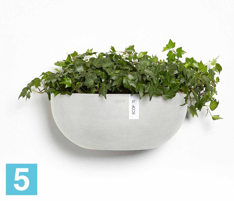 Подвесное кашпо Ecopots Sofia, светло-серое 43-l, 25-w, 18-h