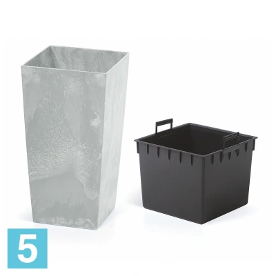 Кашпо Prosperplast URBI SQUARE BETON Effect, бетон 17-l, 17-w, 33-h