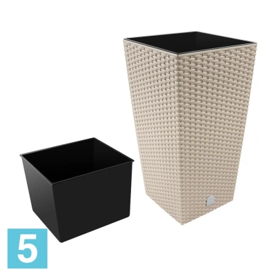 Кашпо с автополивом Prosperplast RATO SQUARE, мокко 40-l, 40-w, 75-h