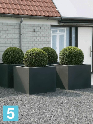 Кашпо Polycube, антрацит, квадратное l-100 w-100 h-100 см