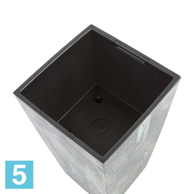 Высокое кашпо Prosperplast URBI SQUARE BETON, бетон 33-l, 33-w, 61-h