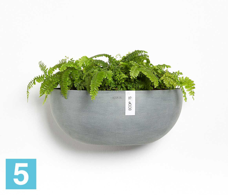 Подвесное кашпо Ecopots Sofia, серо-голубое 43-l, 25-w, 18-h