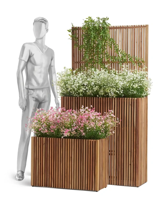 Кашпо TREEZ Effectory Timberline Низкий узкий дивайдер, тёмное дерево 73-l, 27-w, 50-h