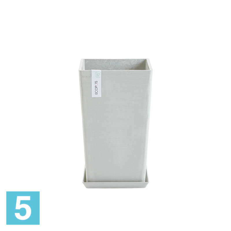 Высокое кашпо Ecopots Rotterdam-MH, светло-серое 30-l, 30-w, 50-h