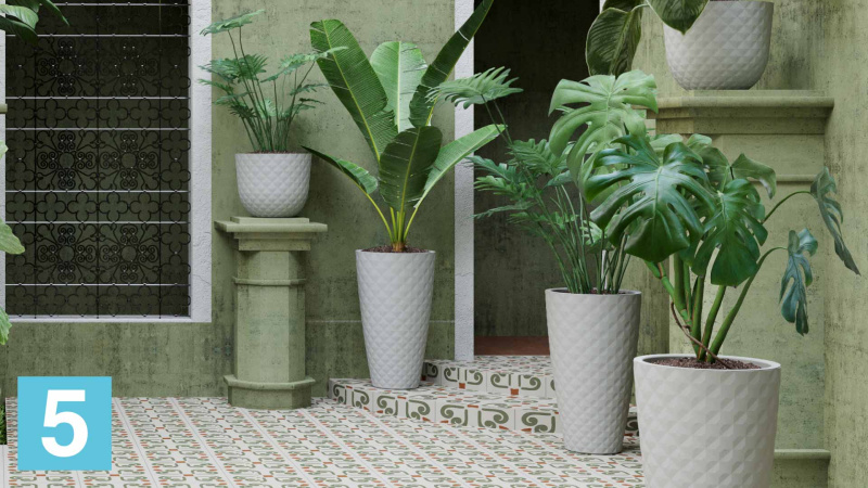 Высокое кашпо Artevasi Havana Tropical High со вставкой, антрацит 40-d, 70-h