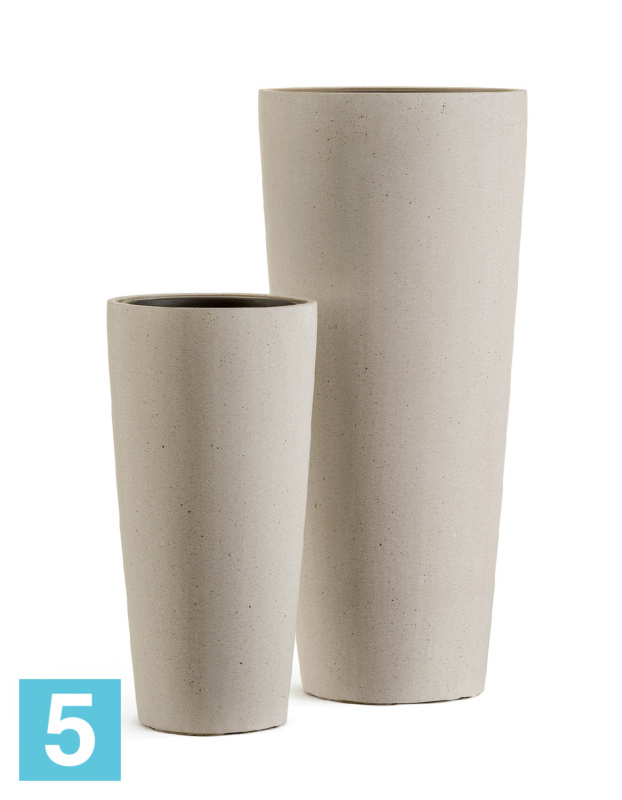 Кашпо с автополивом TREEZ Effectory Beton Высокий конус, белый песок 40-d, 90-h