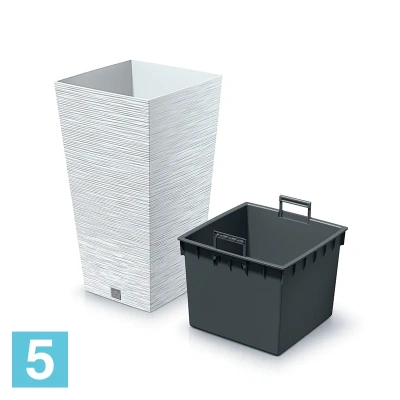 Кашпо Prosperplast FURU Square, белое 34,5-l, 34,5-w, 66-h