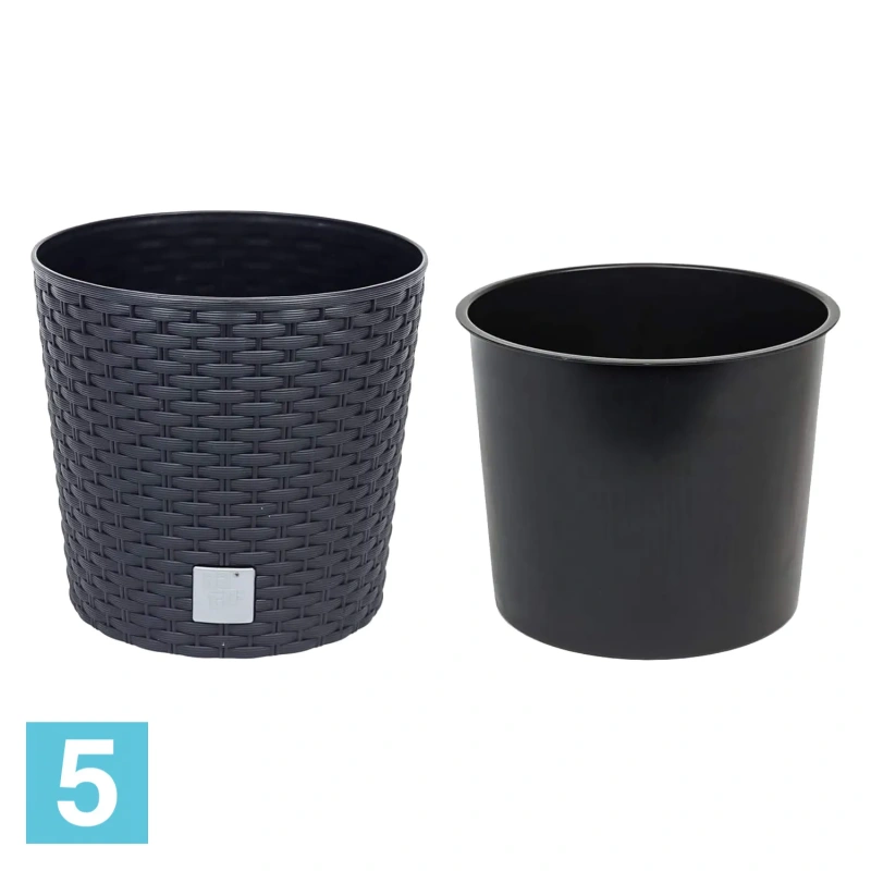 Напольное кашпо Prosperplast RATO ROUND, венге 40-d, 38-h