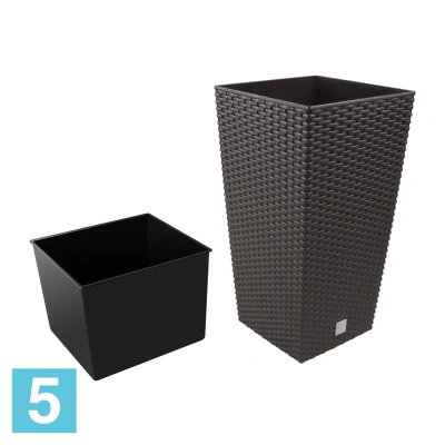 Кашпо Prosperplast RATO SQUARE, венге 27-l, 27-w, 50-h