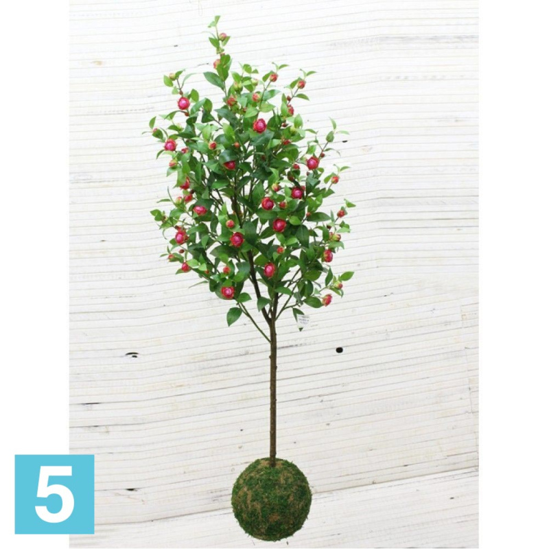 Кокедама искусственная Alseed, d-27 Камелия, роз., h-150 см.