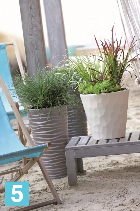 Высокое кашпо Prosperplast SAND SLIM, серое 39-d, 75-h