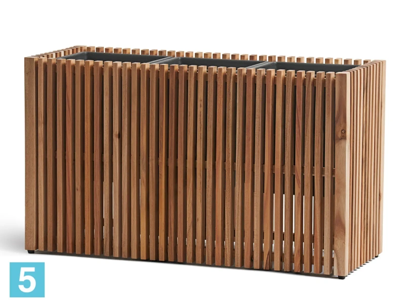 Кашпо TREEZ Effectory Timberline Низкий дивайдер, тёмное дерево 86-l, 33-w, 50-h