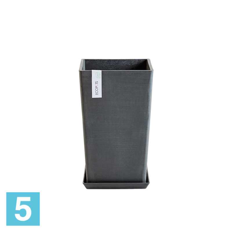 Высокое кашпо Ecopots Rotterdam-MH, антрацит 30-l, 30-w, 50-h