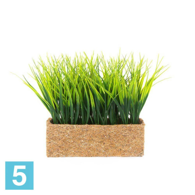 Трава короткая искусственная Alseed, зеленая, h-17 см. в кокосовом боксе 25*8*8