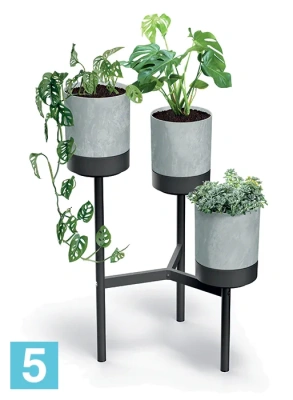 Кашпо на металлической подставке Prosperplast Bloomie Stand, бетон 54-l, 49-w, 80,5-h