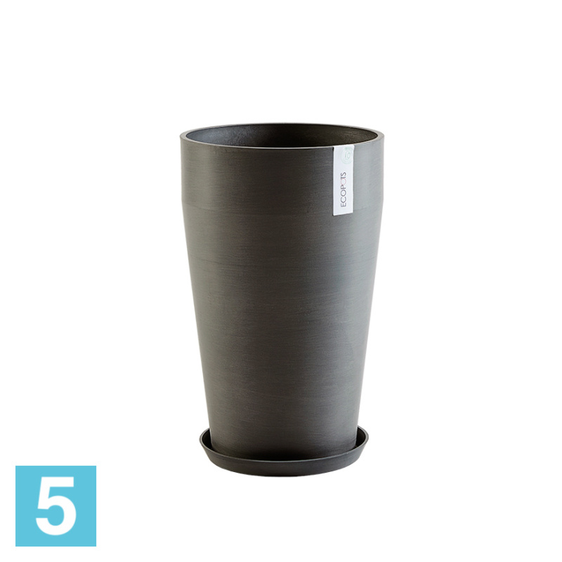 Высокое кашпо Ecopots Sankara-MH, антрацит 35-d, 55-h
