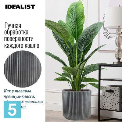Кашпо IDEALIST Урбан круглое, антрацит 37-d, 36,5-h