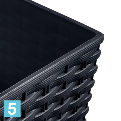 Напольное кашпо Prosperplast RATO LOW, антрацит 40-l, 40-w, 41-h