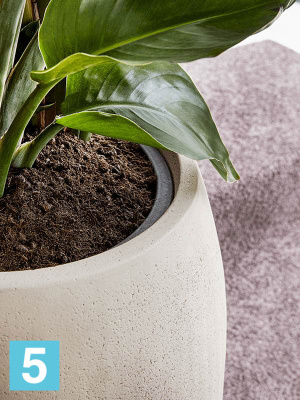 Кашпо Polystone coated plain, шар natural, со вставкой d-52 h-68 см