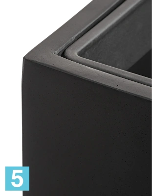 Кашпо с автополивом TREEZ Effectory Black Stone Высокий куб, антрацит 31-l, 31-w, 97-h