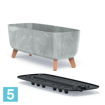 Кашпо Prosperplast GRACIA Case Beton Effect, кремовое 39-l, 19,5-w, 18,7-h