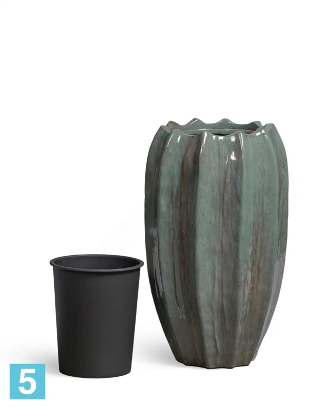 Кашпо TREEZ Effectory Aura Высокая Кашпо-ваза, изумрудный лак 39-d, 67-h