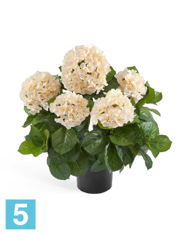 Искусственный цветок в горшке Гортензия куст большой крем-ваниль TREEZ Collection