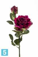 Искусственный цветок для декора Роза с бутоном "Роби" 8dx47h бургундия (бордовая) в #REGION_NAME_DECLINE_PP#