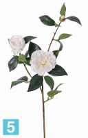 Искусственный цветок для декора Камелия 86h белая Sensitive Botanic (2 цветка, 1 бутон, 22 листа) в #REGION_NAME_DECLINE_PP#