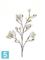 Искусственный цветок для декора Магнолия ветка 105h белая (4 цветка +13 бутонов) в Москве