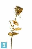 Искусственный цветок для декора Новогодний Роза Виктория золотая d12 см h75 см в Москве