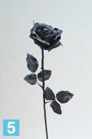 Искусственный цветок для декора Новогодний Роза Шарон черная d-10см h 63см в Москве