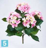 Искусственный цветок для декора Гортензия 40h розовая (куст 5 цветков без кашпо) в Москве