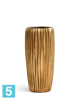 Кашпо TREEZ Effectory Metal Высокий конус Design Wave, сусальное золото 34-d, 75-h в #REGION_NAME_DECLINE_PP#